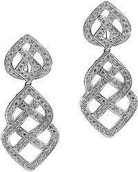18k White Gold Diamond Drop Earrings- 1.68tcw