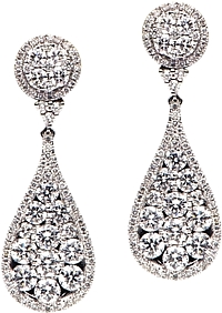 18k White Gold Diamond Drop Earrings- 2088cts