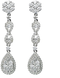 18k White Gold Diamond Drop Earrings- 2.58cts