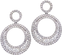 18k White Gold Diamond Earrings- 1.88cts