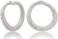 18k White Gold Diamond Hoop Earrings- 6.14cts