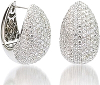18k White Gold Diamond Huggy Earrings- 2.81cts