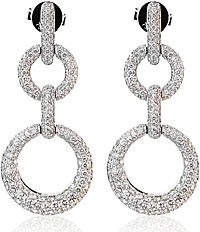 18k White Gold Diamond Link Earrings- 2.90cts