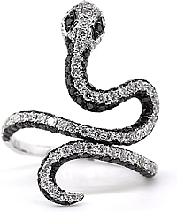 18k White Gold Diamond Snake Ring