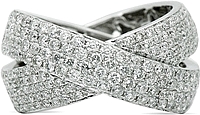 18k White Gold Diamond X Ring- 2.00ct