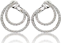 18k White Gold Double Row Diamond Earrings