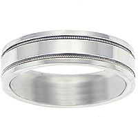 18k White Gold Flat 6mm Milgrain Wedding Band