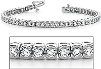 18k White Gold Half Bezel-Set Diamond Tennis Bracelet - 5.10ct tw