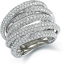 18k White Gold Multi-Row Pave Diamond Ring