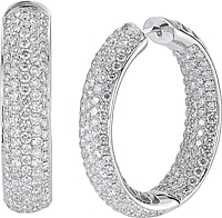 18K White Gold Pave Diamond Hoops- 9.65CT TW