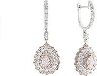 18k White Gold Pink & White Diamond Drop Earrings