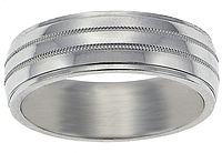 18K White Gold Polished Milgrain 7mm Wedding Band