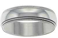 18K White Gold Polished Milgrain Edged 6mm Wedding Band