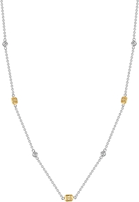 18k White Gold White & Yellow Diamond Necklace- 1.29ct TW