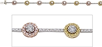 18K White Pink & Yellow Gold Diamond Fashion Bracelet 