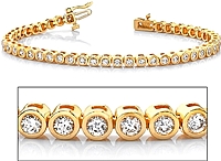 18k Yellow Gold Bezel-Set Diamond Tennis Bracelet - 2.60ct tw