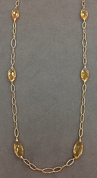 18k Yellow Gold Citrine Link Necklace-36