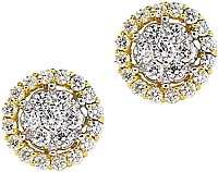18k Yellow Gold Diamond Cluster Earrings- 1.24ctw