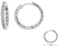 .45ct 14k White Gold Diamond Hoop Earrings
