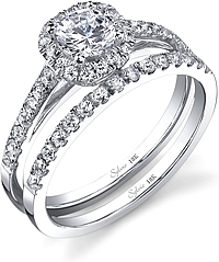.61ctw Round Brilliant Cut Sylvie Pave Diamond Engagement Ring
