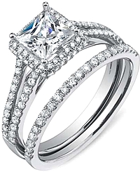 .66ctw Princess Cut Split Shank Sylvie Diamond Engagement Ring