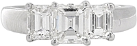 .68ct H/SI1 Emerald Cut Three Stone Diamond Engagement Ring