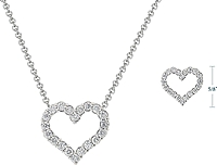 .75ct 14k White Gold Diamond Heart Pendant