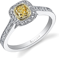 .83ct Fancy Light Yellow Cushion Cut Sylvie Diamond Engagement Ring
