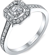 .84ctw Asscher Cut Sylvie Pave Diamond Engagement Ring