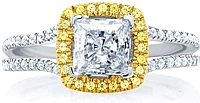 A.Jaffe Split Shank Yellow Diamond Engagement Ring