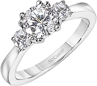 Art Carved 3 Stone Solitaire Diamond Engagement Ring  .33ct tw