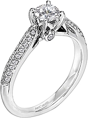 Art Carved Pave Diamond Engagement Ring