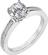 Art Carved Pave Diamond Engagement Ring