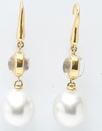 Assael South Sea Cultured Pearl & Blue Moonstone Earrings- 12mm