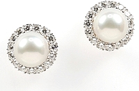 Assael South Sea Cultured Pearl & Diamond Button Earrings- 14.3mm
