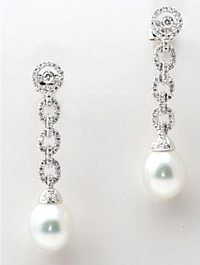 Assael South Sea Cultured Pearl & Diamond Drop Earrings- 11mm