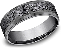Benchmark Tantalum Vintage Script Men's Wedding Band