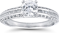 Channel-Set Princess Cut & Pave Diamond Engagement Ring