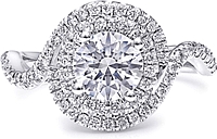 Coast Twisted Double Halo Diamond Engagement Ring
