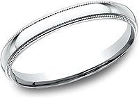 Comfort Fit High Polished Milgrain Wedding Band- 2mm