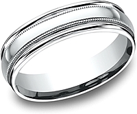 Comfort Fit High Polished Milgrain Wedding Band- 6mm