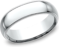 Comfort Fit High Polished Milgrain Wedding Band- 7mm