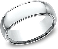 Comfort Fit High Polished Milgrain Wedding Band- 8mm