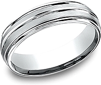 Comfort Fit Satin & High Polish Wedding Band- 6mm