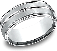 Comfort Fit Satin & High Polish Wedding Band- 8mm