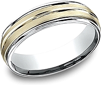 Comfort Fit Two-Tone Wedding Band- 6mm