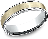 Comfort Fit Two-Tone Wedding Band- 6mm