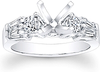 Double Baguette & Round Brilliant Cut Diamond Engagement Ring
