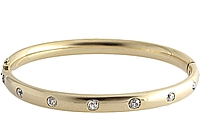 Estate 14k Yellow Gold Diamond Bangle Bracelet