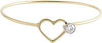 Estate 14k Yellow Gold Diamond Heart Cuff Bracelet